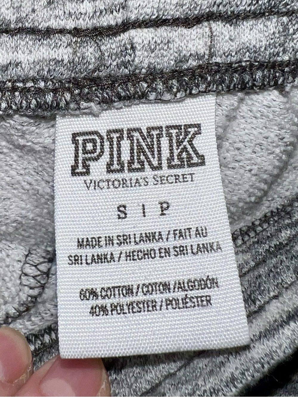 Vintage PINK Victoria's Secret Gray Marled Sequin Bling Logo Hoodie & Jogger Set - Picture 9 of 16